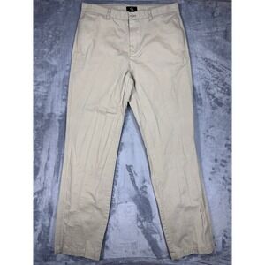 Calvin Klein Mens Chino Pants 34x34 Khaki Tan 100% Cotton Straight Leg Trousers